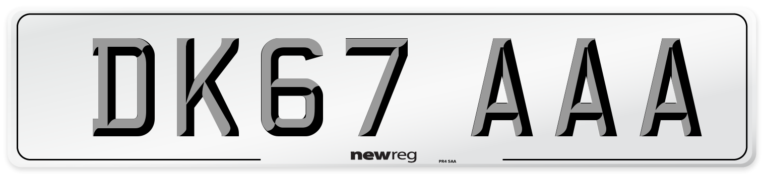 DK67 AAA Number Plate from New Reg